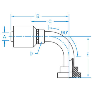 C6190-32-32-W by Kurt Hydraulics | Code 61 Flange | 90 Degree Bent Tube | Rigid | for 2" Hose ID