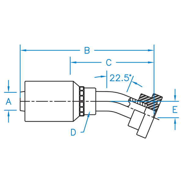 C6222-20-20-JJ by Kurt Hydraulics | Ultra High Pressure Skive Style | Code 62 Flange | 22° Elbow | for 1-1/4" Hose ID