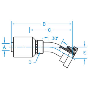 C6230-20-20-W by Kurt Hydraulics | Code 62 Flange | 30 Degree Bent Tube | Rigid | for 1-1/4" Hose ID
