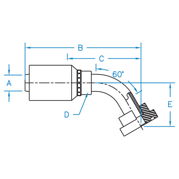 C6260-32-32-JJ by Kurt Hydraulics | Ultra High Pressure Skive Style | Code 62 Flange | 60° Elbow | for 2" Hose ID