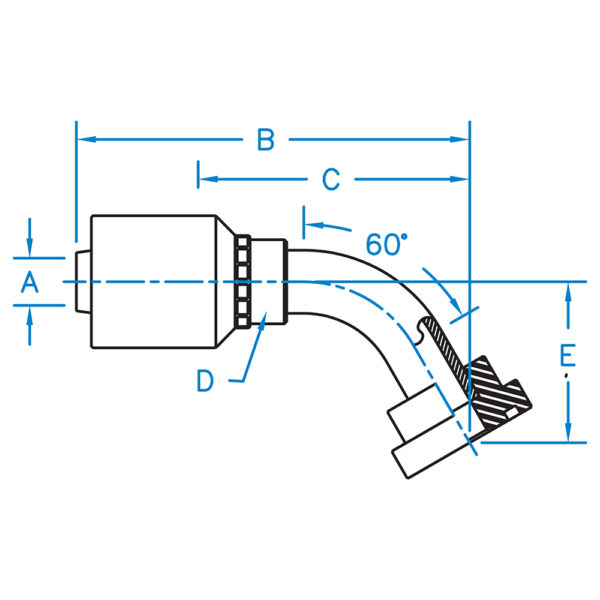 C6260-24-32-W by Kurt Hydraulics | Jump Size | Code 62 Flange | 60° Elbow | for 1-1/2" Hose ID