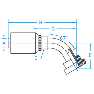 C6267-20-20-JJ by Kurt Hydraulics | Ultra High Pressure Skive Style | Code 62 Flange | 67 Degree Bent Tube | Rigid | for 1-1/4" Hose ID