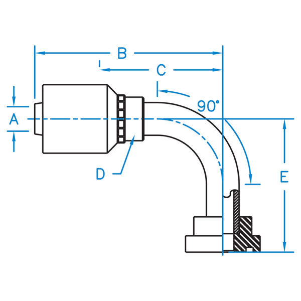 C6290-20-16-W by Kurt Hydraulics | Jump Size | Code 62 Flange | 90° Elbow | for 1-1/4" Hose ID