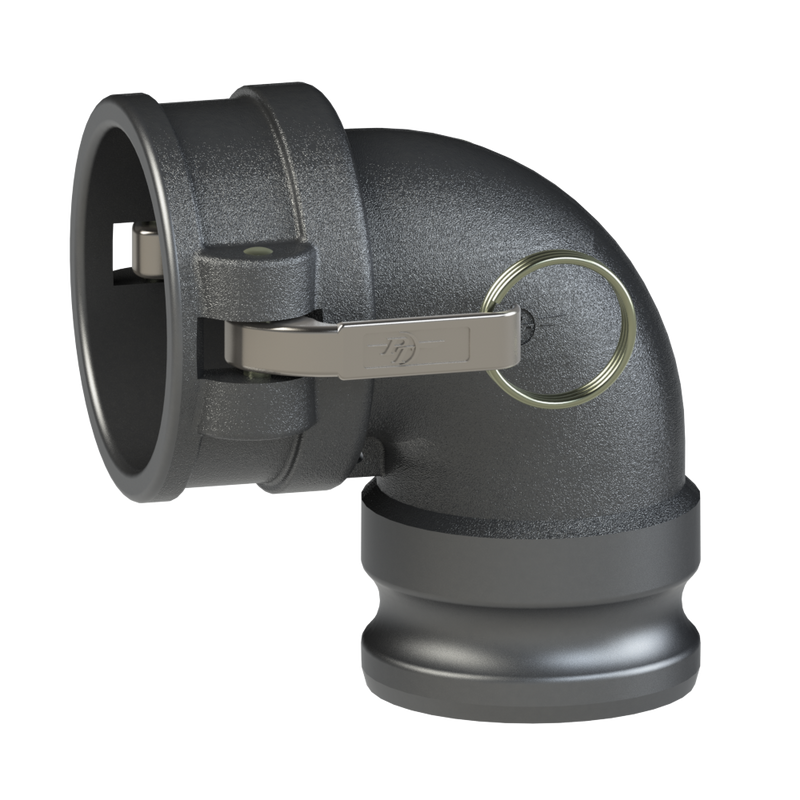 70504140 (40CAL) by PT-Coupling | Cam & Groove Adapter | Type CAL | 90° Elbow | 4" Coupler x 4" Adapter | Hard Coat Aluminum/HBS | Buna-N Seal