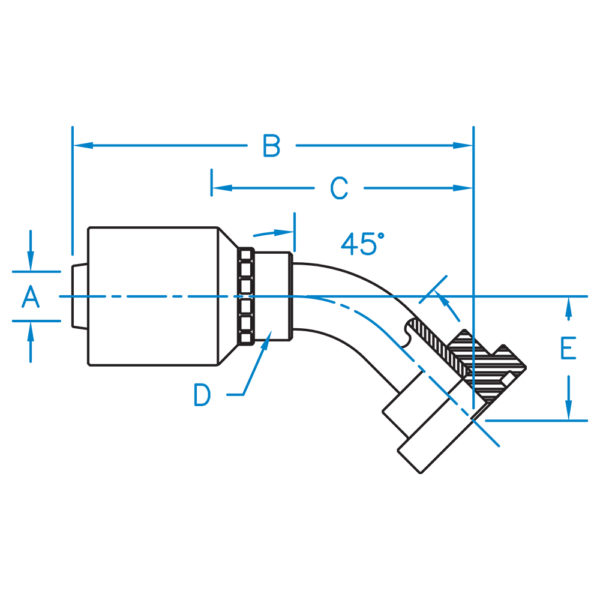 CAT45-32-32-W by Kurt Hydraulics | CAT Flange | 45° Elbow | for 2" Hose ID