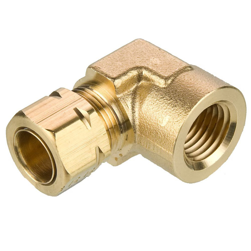 170CA-8-8 by Parker | Compress-Align® Fittings | 1/2" Tube Size x 1/2" Female Pipe Thread x 11/16" Thread | 90° Elbow | Brass | Pack of 5