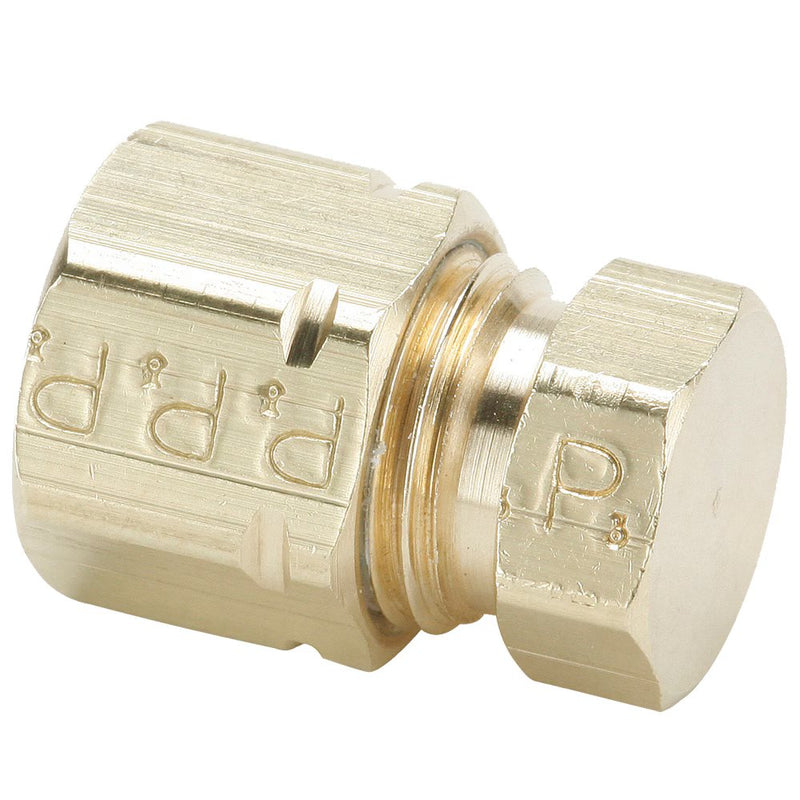 639CA-4 by Parker | Compress-Align® Fittings | 3/8" Tube Size x 7/16" Thread | 7/16" Hex | .74" Length | Brass | Pack of 25