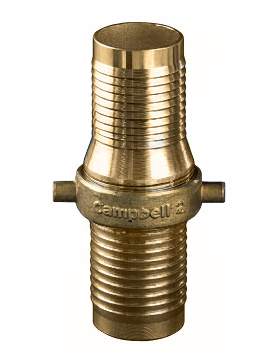CBB-200 by Campbell Fittings | Import Suction Hose Coupling | Complete Set | 2" Male NPSM Thread x 2" Female NPSM Thread x 2" Hose Shank | Nut: Brass | Brass Shank