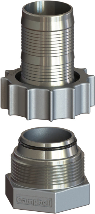 CJSS-3 by Campbell Fittings | CHEMJOINT™ Coupling | Female Set | 3/4" Female NPT Thread x 3/4" Hose Shank | Straight | 316 Stainless Steel