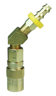 3CM4B4-B-E by Dixon Valve | Hydraulic Quick Disconnect Coupling | CM-Series | Push-Loc Hose Barb | 45° Elbow | 1/2" Hose ID x 3/8" Industrial Mold Interchange | Socket | Unvalved | Silicone Seal | Brass