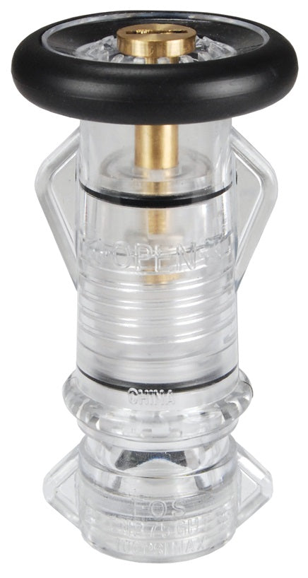CNB75GHT by Dixon Valve | Constant Flow Nozzle with Bumper | Global | 3/4" Female GHT | 25.1 GPM | Clear | Plastic