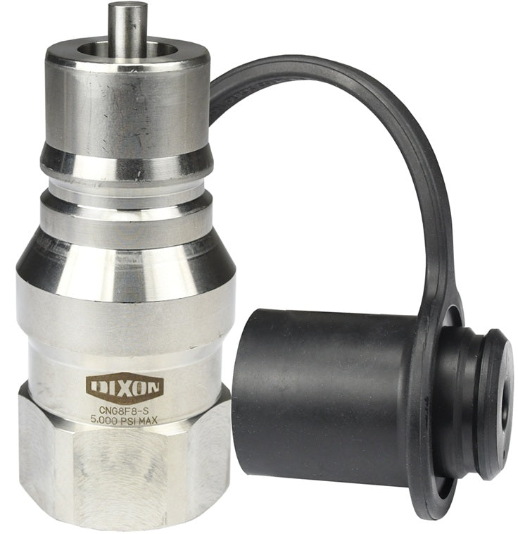 CNG8F8-S by Dixon Valve | Hydraulic Quick Disconnect Coupling | CNG-Series | 1" Female NPTF x 1" Body Size | ISO-B Compressed Natural Gas Plug | 303 Stainless Steel