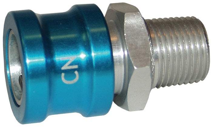 CN by Dixon Valve | FloMAX Standard-Series | Coolant Fluid Nozzle | with Ball Lock | 1/2" Male NPT | Teal/Blue | Anodized Aluminum
