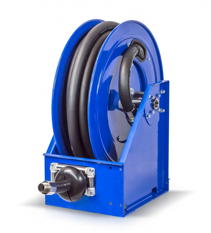 XTMF-LP-575 by Coxreels | XTM Fuel Series | 300 PSI Spring Driven Hose Reel for Fuel | 3/4" Hose ID, 3/4" FNPT Inlet x 3/4" MNPT Hose End | Steel | 75ft Nitrile Rubber Hose Included