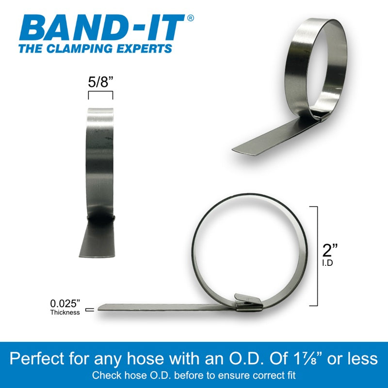 CP8S99-20 by Band-It | Center Punch Clamp | 2" ID | 5/8" Width | 0.025" Thickness | 201 Stainless Steel | 20/Box