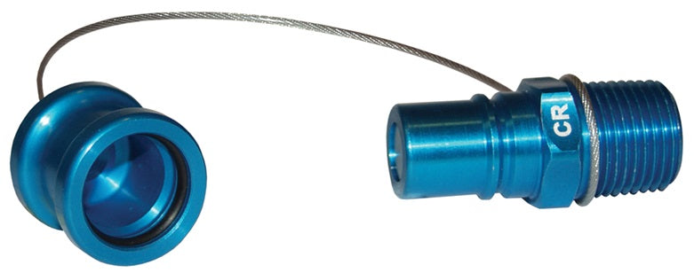 CR-C by Dixon Valve | FloMAX Standard-Series | Coolant Fluid Receiver with Cap | 1/2" Male NPT | Teal/Blue | Anodized Aluminum