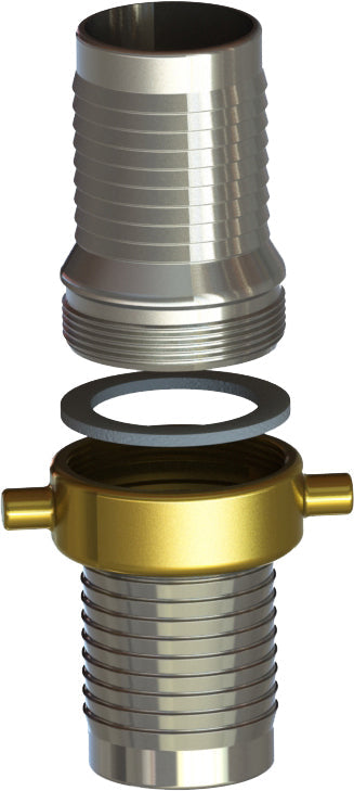 CSB-5 by Campbell Fittings | Suction Hose Coupling | Complete Set | 1-1/4" Male NPSM Thread x 1-1/4" Female NPSM Thread x 1-1/4" Hose Shank | Nut: Brass | Plated Steel Shank