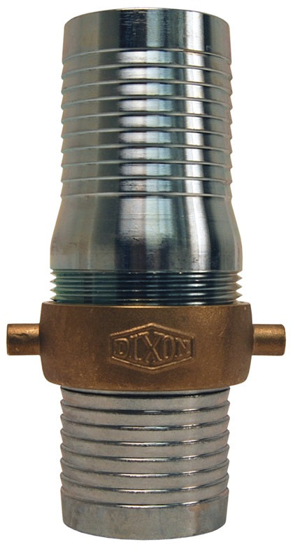 CSB250 by Dixon Valve | King Short Shank Suction Hose Coupling | Complete Coupling | 2-1/2" Male NPSM x 2-1/2" Female NPSM | Plated Steel Shank | Brass Nut