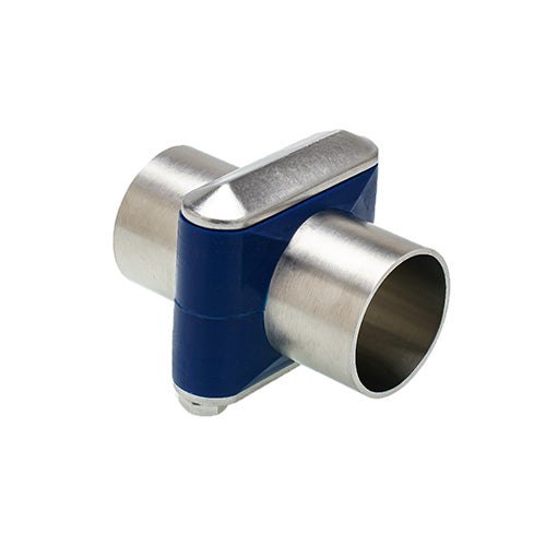 BM-100P-304ZPG by ACL Hygienic | Flat Bottom Plate | Zero Puddle Silicone Base Mount w/ Guided Loose Fit | 1" Pipe Size | Blue | 304 Stainless Steel