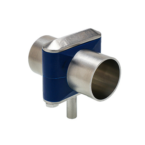 BRM-200T-304ZPG by ACL Hygienic | Zero Puddle Silicone Base Rod Mount w/ Guided Loose Fit | 2" Tube Size | 1/2" Rod OD x 6" Rod Length | Blue | 304 Stainless Steel