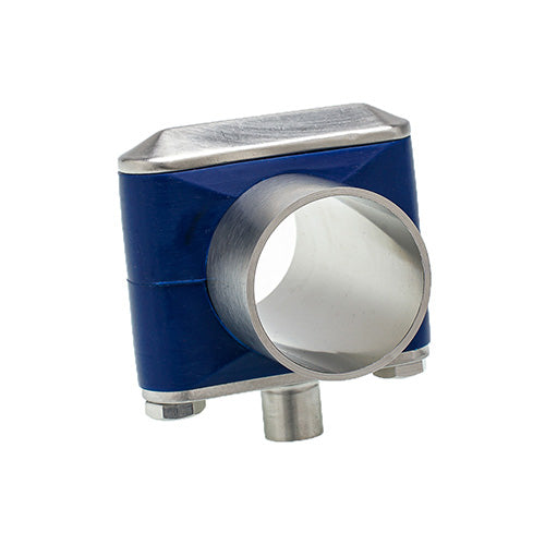BTCM-075P-304ZP by ACL Hygienic | Zero Puddle Silicone Base Tread Coupling Mount w/ Tight Fit | 3/4" Pipe Size x 3/8" Thread Size | Blue | 304 Stainless Steel