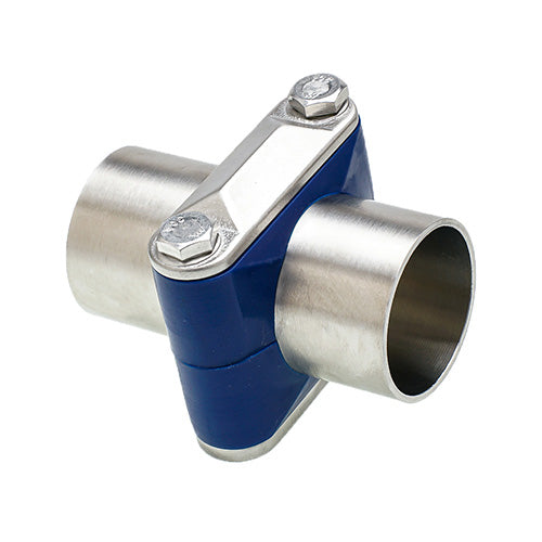 WM-075P-304ZP by ACL Hygienic | Zero Puddle Silicone Weld Mount w/ Tight Fit | 3/4" Pipe Size | Blue | 304 Stainless Steel