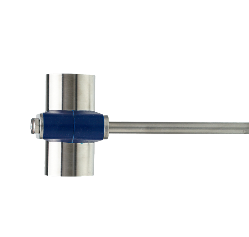 RHM-050T-304ZP by ACL Hygienic | Zero Puddle Silicone Rod/Horizontal Mount w/ Tight Fit | 1/2" Tube Size | 3/8" Rod OD x 6" Rod Length | Blue | 304 Stainless Steel