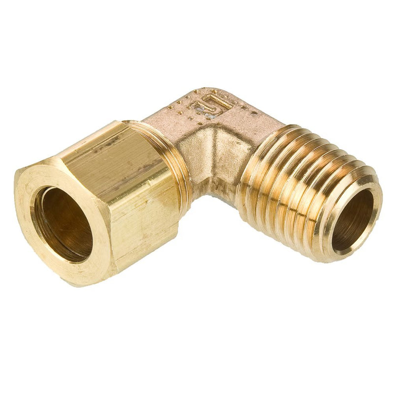 169C-2-1 by Parker | Compression Fitting | 1/8 Tube Size x 1/16" Male Pipe Thread x 5/16" Thread | 90° Elbow | Brass | Pack of 25