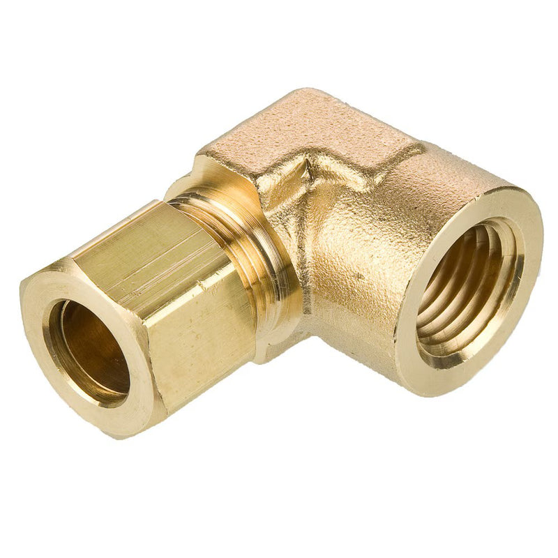 170C-6-6 by Parker | Compression Fitting | 3/8" Tube Size x 3/8" Female Pipe Thread x 9/16" Thread | 90° Elbow | Brass | Pack of 10