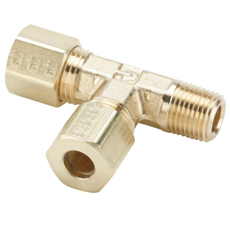 171C-3-2 by Parker | Compression Fitting | 3/16" Tube Size x 1/8" Male Pipe Thread x 3/8" Thread | 1.53" Length | Tee | Brass | Pack of 10