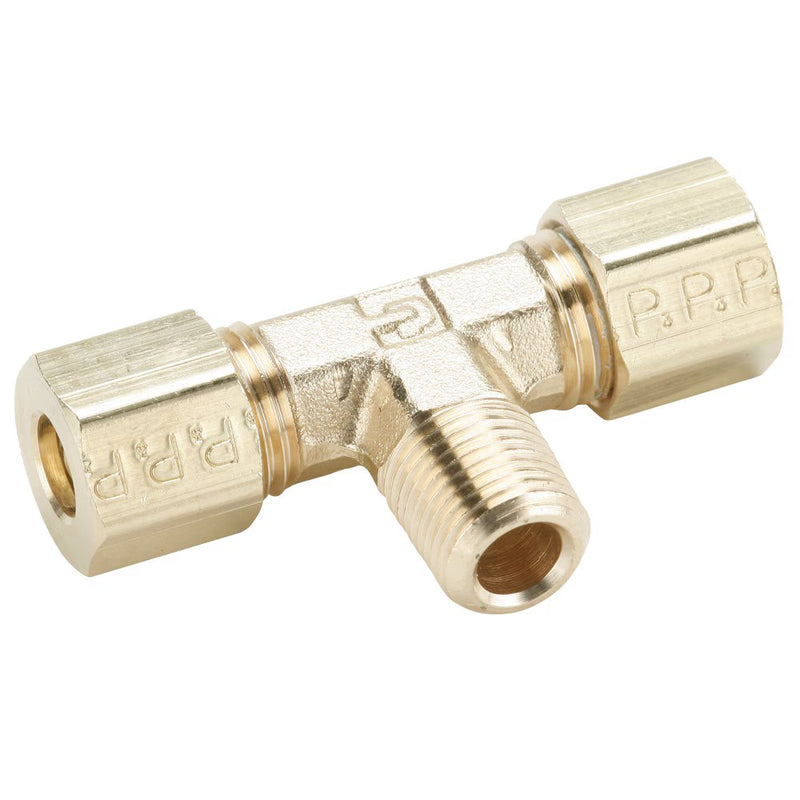 172C-2-2 by Parker | Compression Fitting | 1/8" Tube Size x 1/8" Male Pipe Thread x 5/16" Thread | 1.64" Length | Tee | Brass | Pack of 10