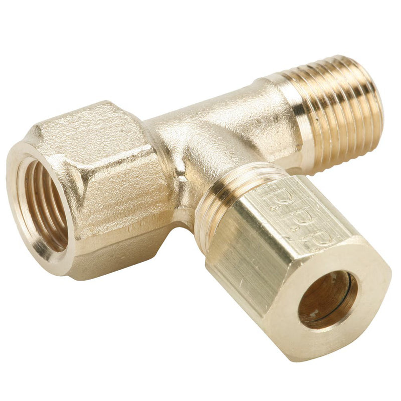 176C-4-2 by Parker | Compression Fitting | 1/4" Tube Size x 1/8" Male Pipe Thread x 7/16" Thread | 1.41" Length | Tee | Brass | Pack of 10