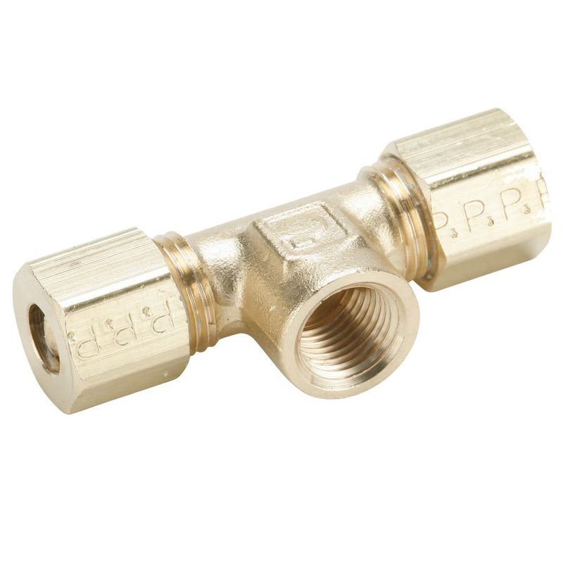 177C-4-2 by Parker | Compression Fitting | 1/4" Tube Size x 1/8" Male Pipe Thread x 7/16" Thread | 1.72" Length | Tee | Brass | Pack of 10