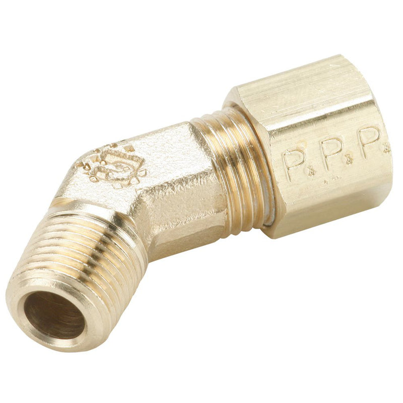 179C-6-2 by Parker | Compression Fitting | 3/8" Tube Size x 1/8" Male Pipe Thread x 9/16" Thread | 45° Elbow | Brass | Pack of 10