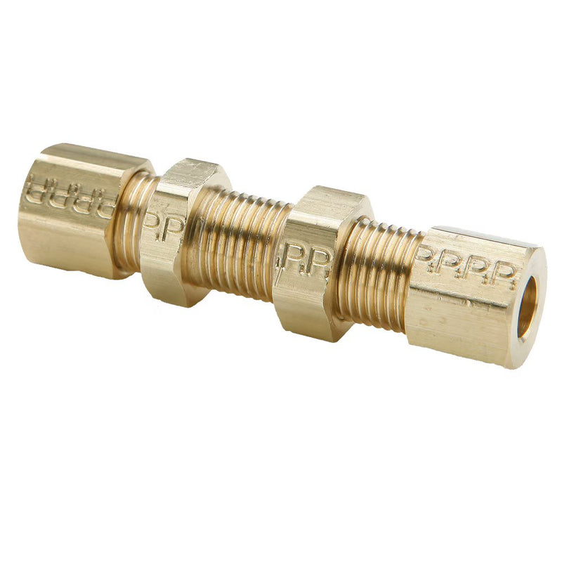 62CBH-4 by Parker | Compression Fitting | 1/4" Tube Size x 7/16" Thread | 9/16" Hex | 2.29" Length | Straight | Brass | Pack of 10