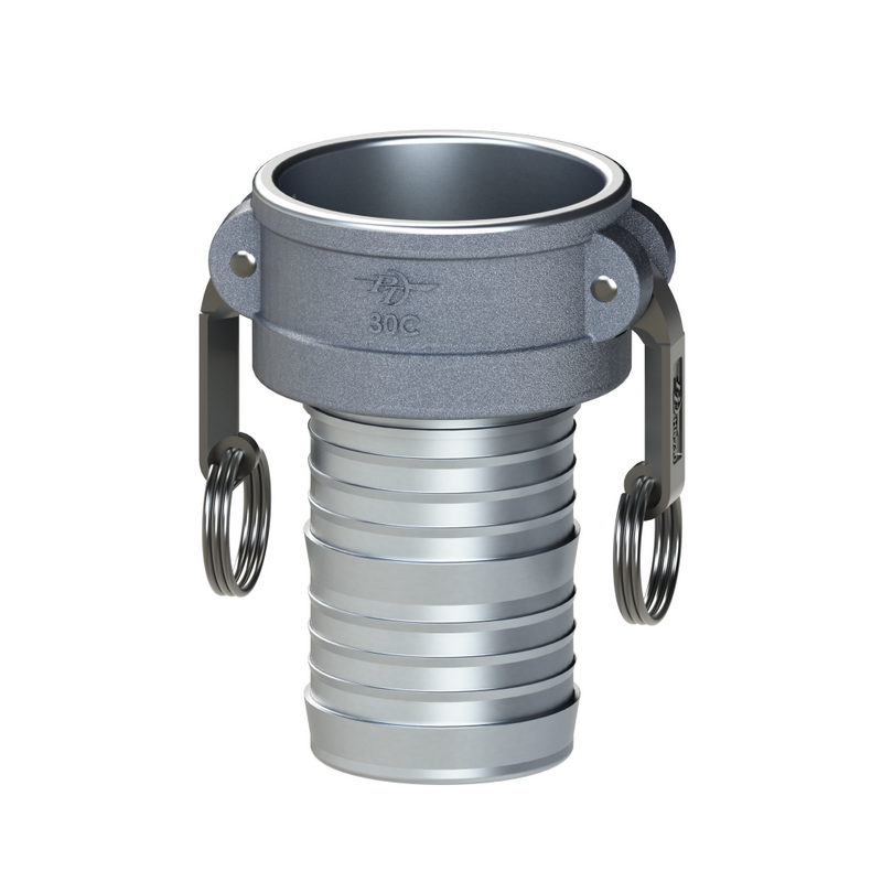 1000390 (100C) by PT-Coupling | Cam & Groove Fitting | Type C | 10" Coupler x 10" Hose Shank | Aluminum/HBS | Buna-N Seal