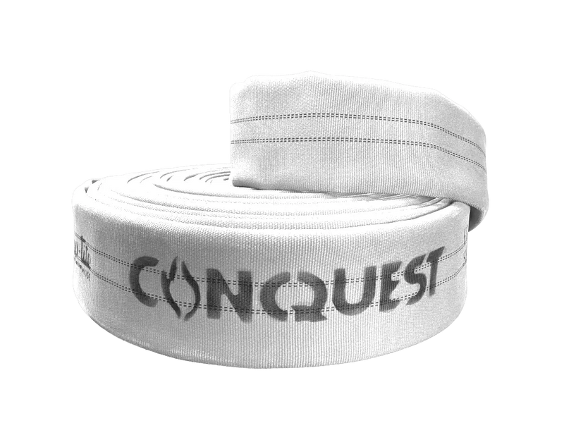 FC40x50W40S by Snap-Tite | CONQUEST Series | Double Jacket Polyester Fire Hose Assembly with Polyurethane Thru-the-Weave | 4" Hose I.D. with 4" Storzs | 300 PSI | Uncoated White | 50ft Length