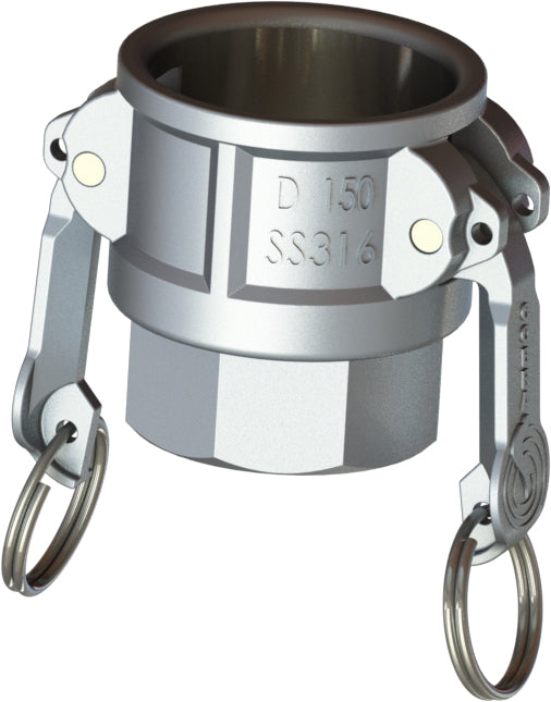 D-316-400 by Campbell Fittings | Standard Cobra Cam & Groove Coupling | Type D | 4" Coupler x 4" Female NPT | 316 Stainless Steel
