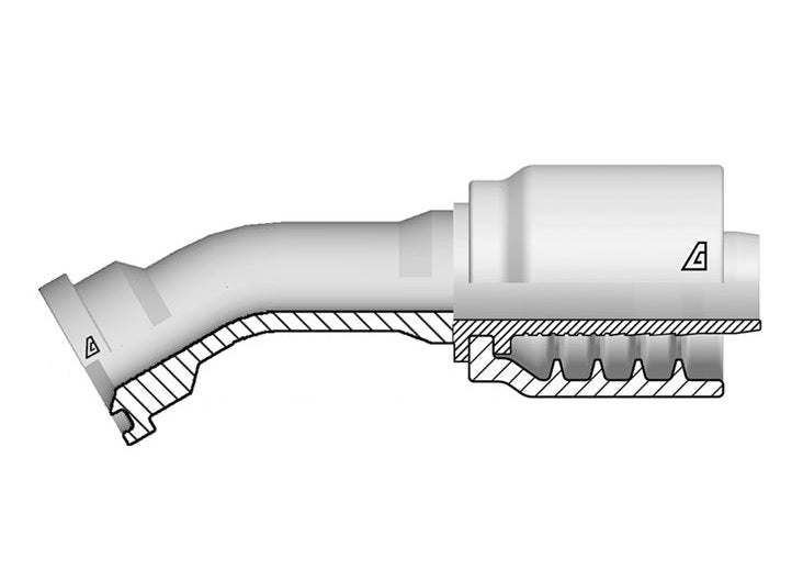 D-1620-C613 Alfagomma by Kuriyama | D Series | One-Piece AlfaCrimp Hydraulic Hose Fitting | SAE J518 | 30° Elbow | -16 Hose ID x -20 Code 61 O-Ring Flange | Steel