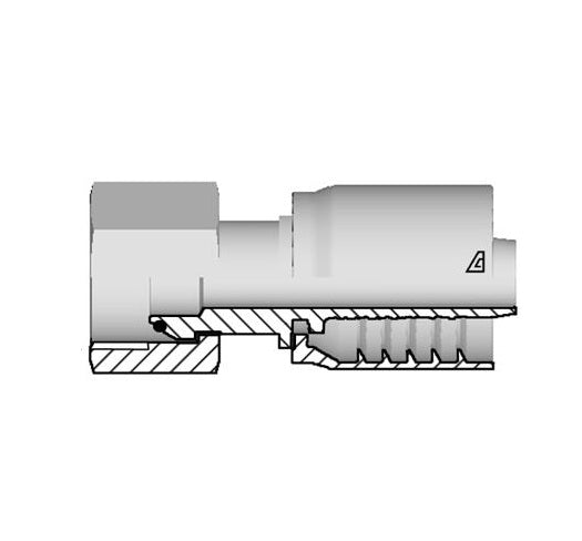 D-0606-FBPO Alfagomma by Kuriyama | D Series | One-Piece AlfaCrimp Hydraulic Hose Fitting | -06 Hose ID x -06 Female BSPP O-Ring Swivel 60° Cone | Steel
