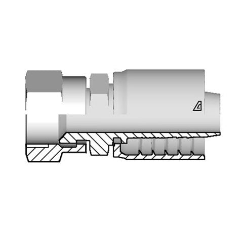 D-2020-FJDH Alfagomma by Kuriyama | D Series | One-Piece AlfaCrimp Hydraulic Hose Fitting | Dual Hex | -20 Hose ID x -20 Female JIC 37° Swivel | Steel