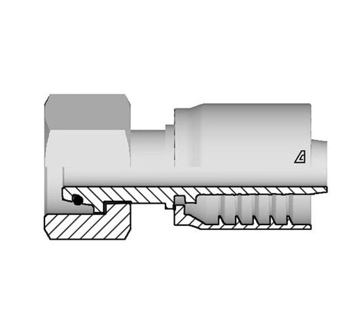 D-1030-FMOH Alfagomma by Kuriyama | D Series | One-Piece AlfaCrimp Hydraulic Hose Fitting | DIN 3865 Heavy | -10 Hose ID x M30 Female Metric Swivel O-Ring 24° Seat | Steel