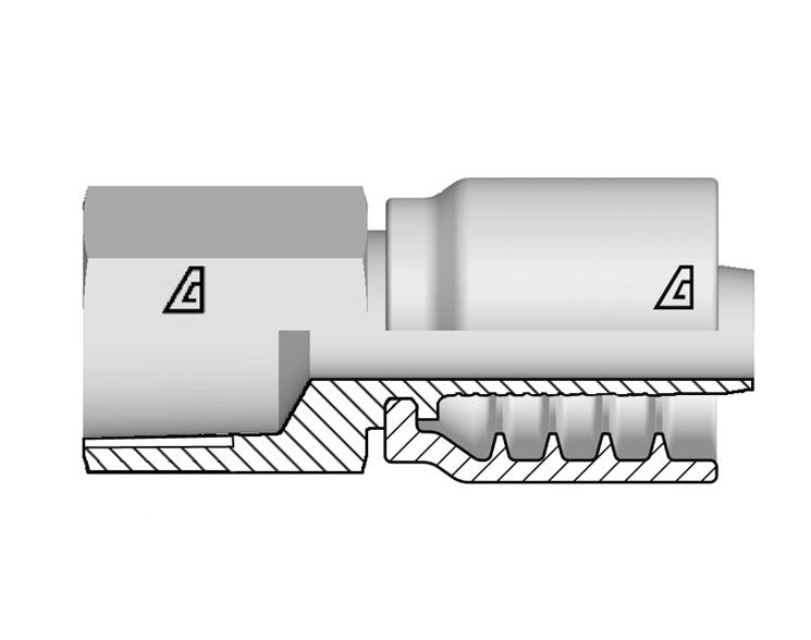 D-1616-FNPR Alfagomma by Kuriyama | D Series | One-Piece AlfaCrimp Hydraulic Hose Fitting | -16 Hose ID x -16 Female NPTF Rigid | Steel