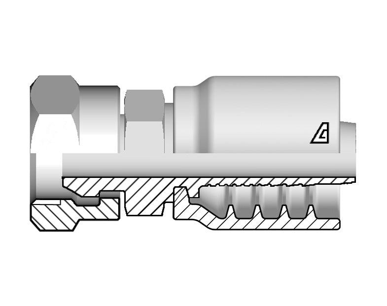 D-1616-FPMS Alfagomma by Kuriyama | D Series | One-Piece AlfaCrimp Hydraulic Hose Fitting | -16 Hose ID x -16 Female NPSM | Steel