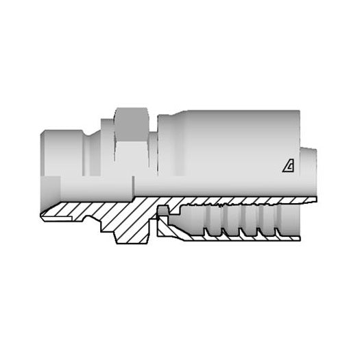 D-1212-MBPP Alfagomma by Kuriyama | D Series | One-Piece AlfaCrimp Hydraulic Hose Fitting | -12 Hose ID x -12 Male BSPP 60° Seat | Steel