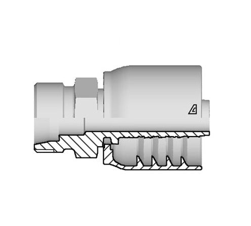 D-1642-MMSH Alfagomma by Kuriyama | D Series | One-Piece AlfaCrimp Hydraulic Hose Fitting | DIN 3861 Heavy | -16 Hose ID x M42 Male Metric 24° Seat | Steel