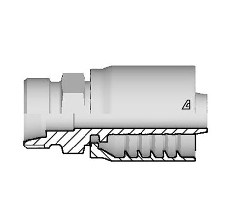 D-2045-MMSL Alfagomma by Kuriyama | D Series | One-Piece AlfaCrimp Hydraulic Hose Fitting | DIN 3853 Light | -20 Hose ID x M45 Male Metric 24° Seat | Steel