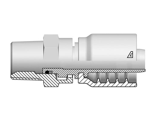 D-1616-MNPS Alfagomma by Kuriyama | D Series | One-Piece AlfaCrimp Hydraulic Hose Fitting | -16 Hose ID x -16 Male NPTF Swivel 60° Seat | Steel