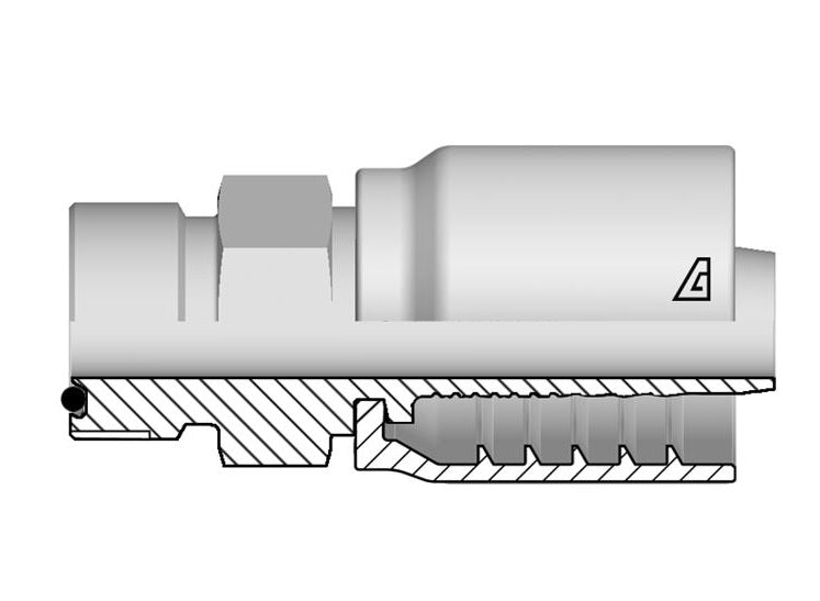 D-1212-MOFS Alfagomma by Kuriyama | D Series | One-Piece AlfaCrimp Hydraulic Hose Fitting | -12 Hose ID x -12 Male O-Ring Face Seal | Steel