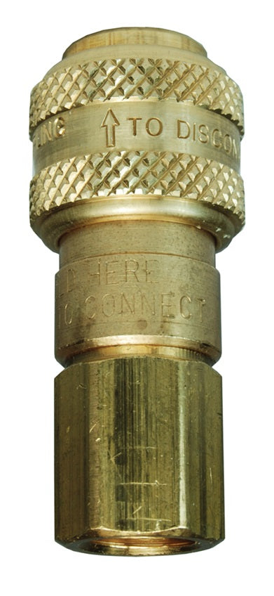 3DF3-B by Dixon Valve | Pneumatic Quick Disconnect Coupling | D-Series | 3/8" Female NPTF x 3/8" Automatic Industrial Interchange | Socket | Nitrile Seal | Brass